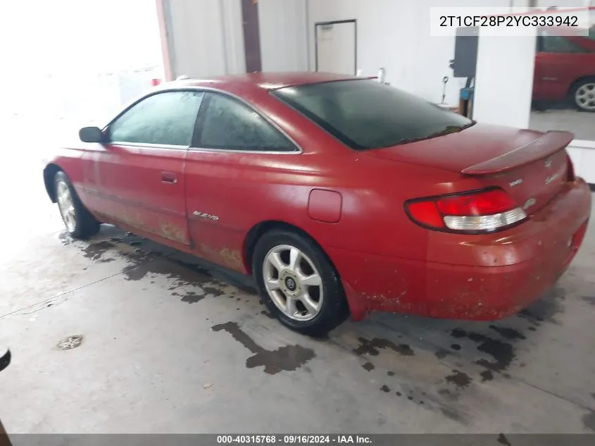 2000 Toyota Camry Solara Se/Sle VIN: 2T1CF28P2YC333942 Lot: 40315768