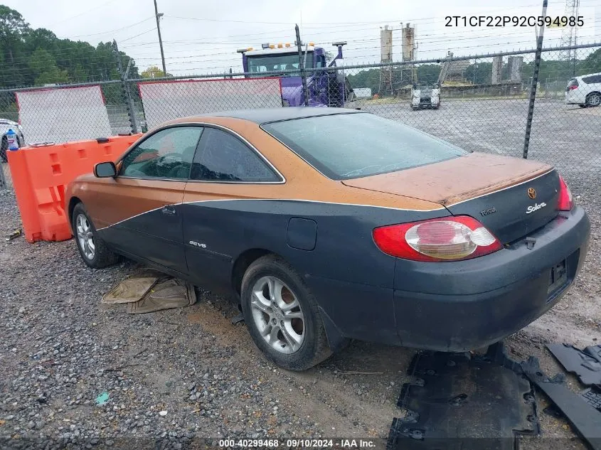 2002 Toyota Camry Solara Se V6 VIN: 2T1CF22P92C594985 Lot: 40299468