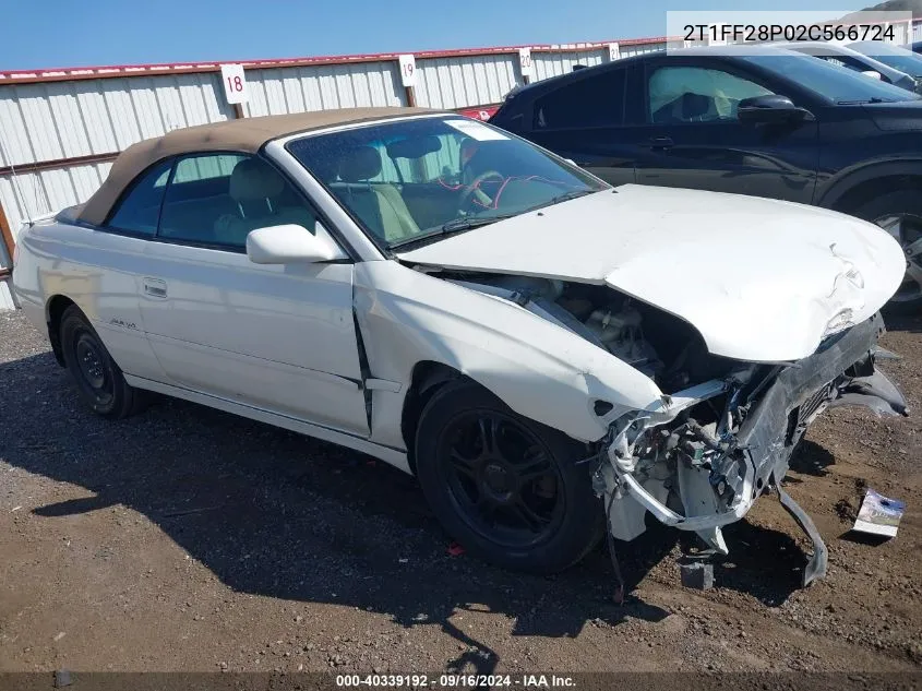 2002 Toyota Camry Solara Sle V6 VIN: 2T1FF28P02C566724 Lot: 40339192