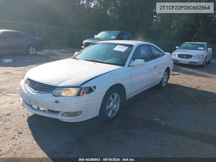 2003 Toyota Camry Solara Se V6 VIN: 2T1CF22P33C602564 Lot: 40298903