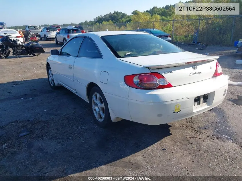 2003 Toyota Camry Solara Se V6 VIN: 2T1CF22P33C602564 Lot: 40298903