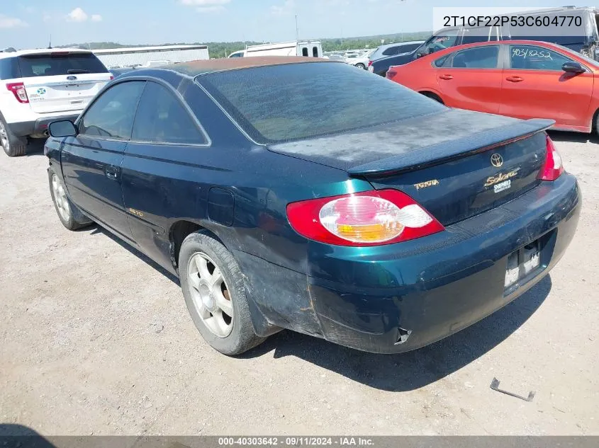 2003 Toyota Camry Solara Se/Sle VIN: 2T1CF22P53C604770 Lot: 40303642