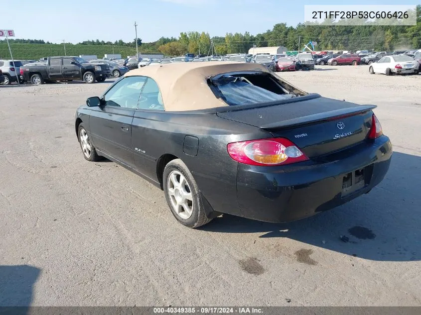 2003 Toyota Camry Solara Se/Sle VIN: 2T1FF28P53C606426 Lot: 40349385