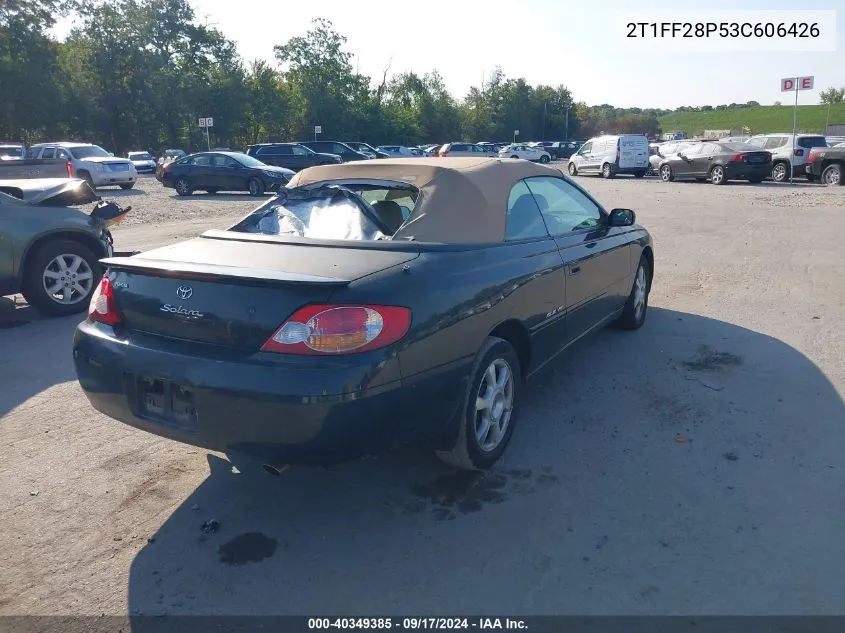 2003 Toyota Camry Solara Se/Sle VIN: 2T1FF28P53C606426 Lot: 40349385