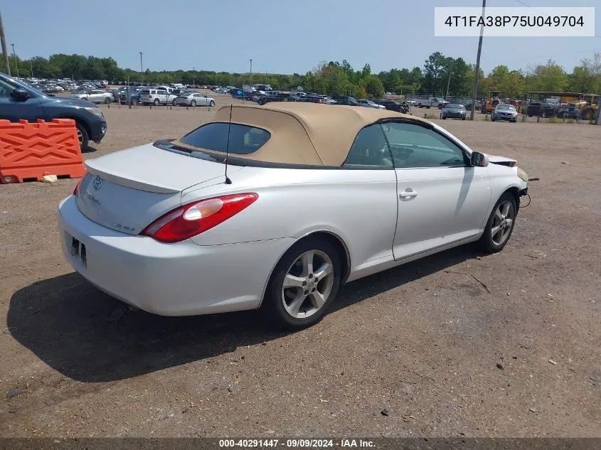 2005 Toyota Camry Solara Sle VIN: 4T1FA38P75U049704 Lot: 40291447