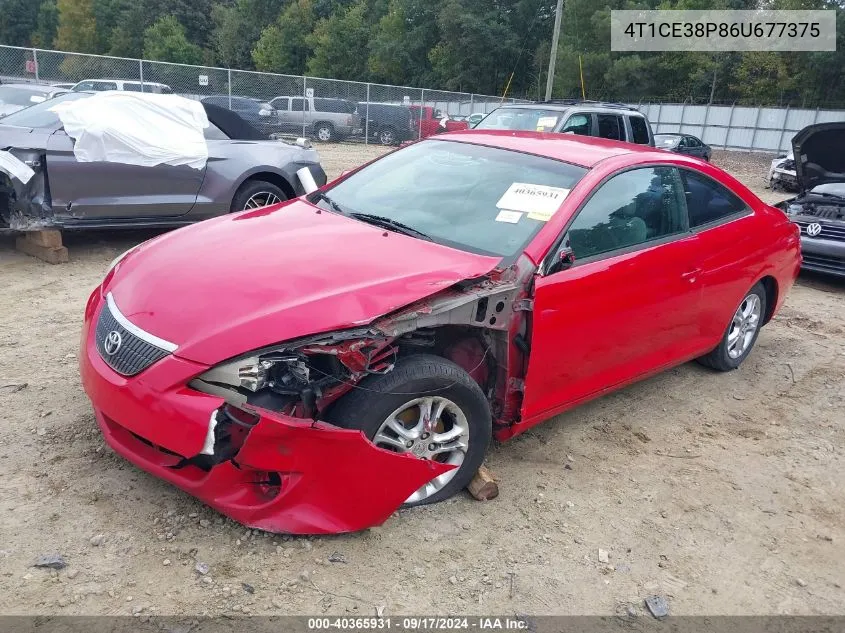 4T1CE38P86U677375 2006 Toyota Camry Solara Se