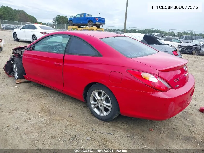 2006 Toyota Camry Solara Se VIN: 4T1CE38P86U677375 Lot: 40365931