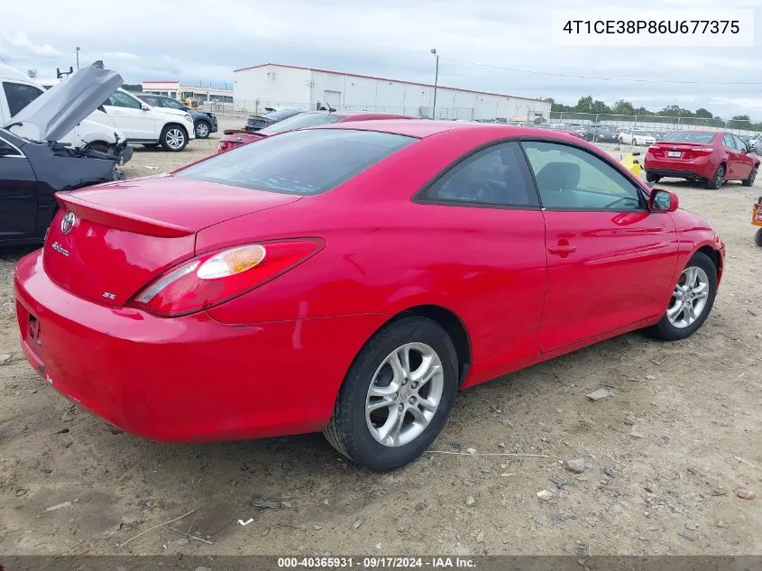 2006 Toyota Camry Solara Se VIN: 4T1CE38P86U677375 Lot: 40365931