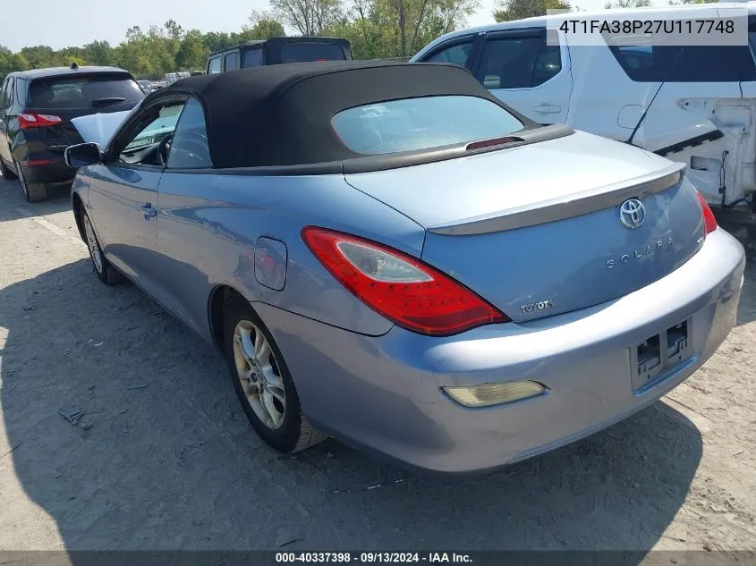 2007 Toyota Camry Solara Se VIN: 4T1FA38P27U117748 Lot: 40337398