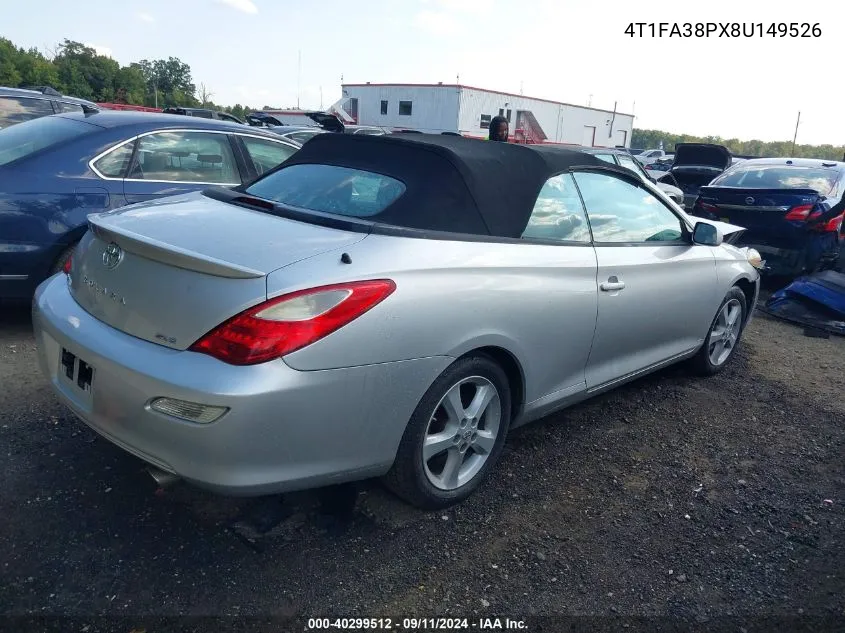 2008 Toyota Camry Solara Sle VIN: 4T1FA38PX8U149526 Lot: 40299512