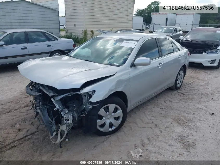 2007 Toyota Camry Le VIN: 4T1BE46K27U657536 Lot: 40307535