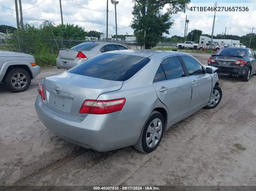 2007 Toyota Camry Le VIN: 4T1BE46K27U657536 Lot: 40307535