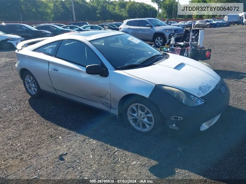 2000 Toyota Celica Gt VIN: JTDDR32T8Y0064072 Lot: 39780435