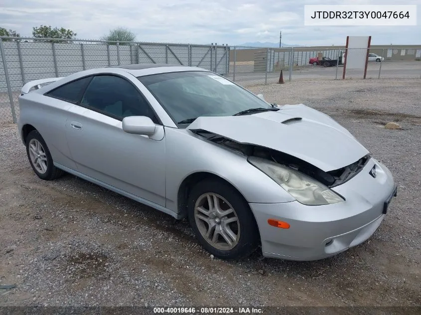 2000 Toyota Celica Gt VIN: JTDDR32T3Y0047664 Lot: 40019646