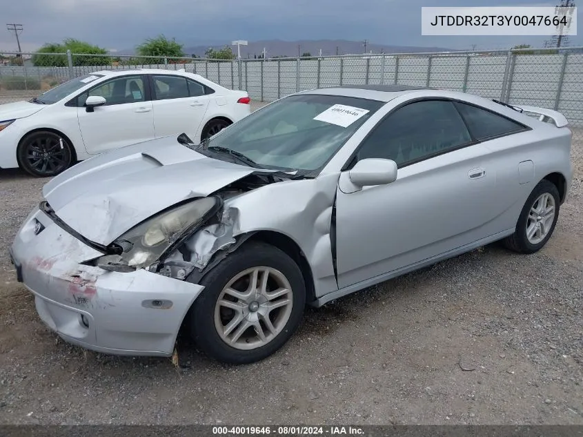 2000 Toyota Celica Gt VIN: JTDDR32T3Y0047664 Lot: 40019646