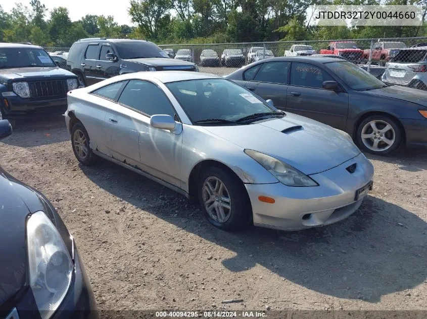 2000 Toyota Celica Gt VIN: JTDDR32T2Y0044660 Lot: 40094295