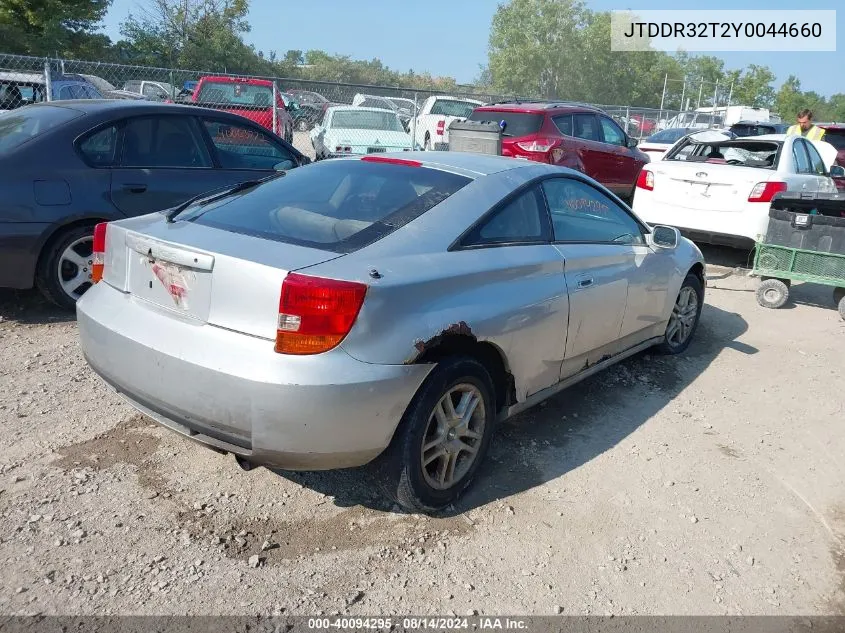 2000 Toyota Celica Gt VIN: JTDDR32T2Y0044660 Lot: 40094295