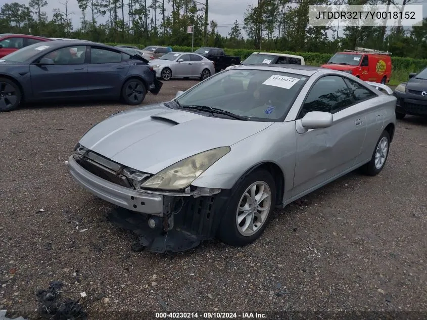 2000 Toyota Celica Gt VIN: JTDDR32T7Y0018152 Lot: 40230214