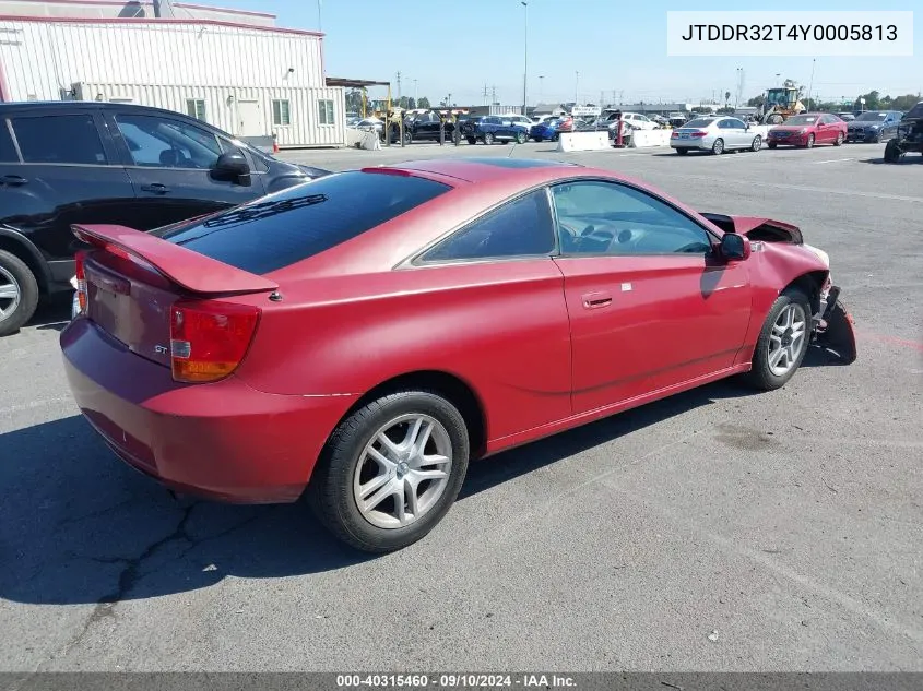 2000 Toyota Celica Gt VIN: JTDDR32T4Y0005813 Lot: 40315460