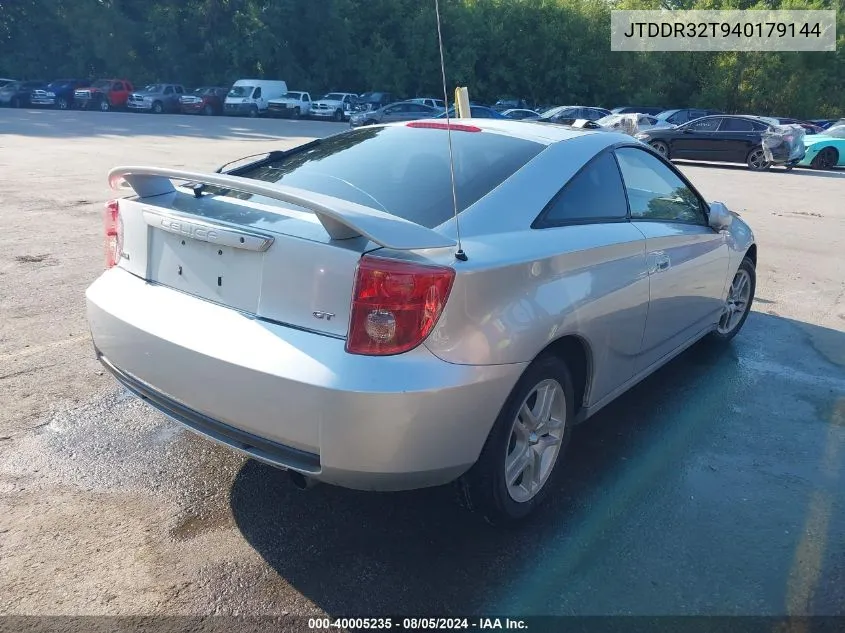 2004 Toyota Celica Gt VIN: JTDDR32T940179144 Lot: 40005235