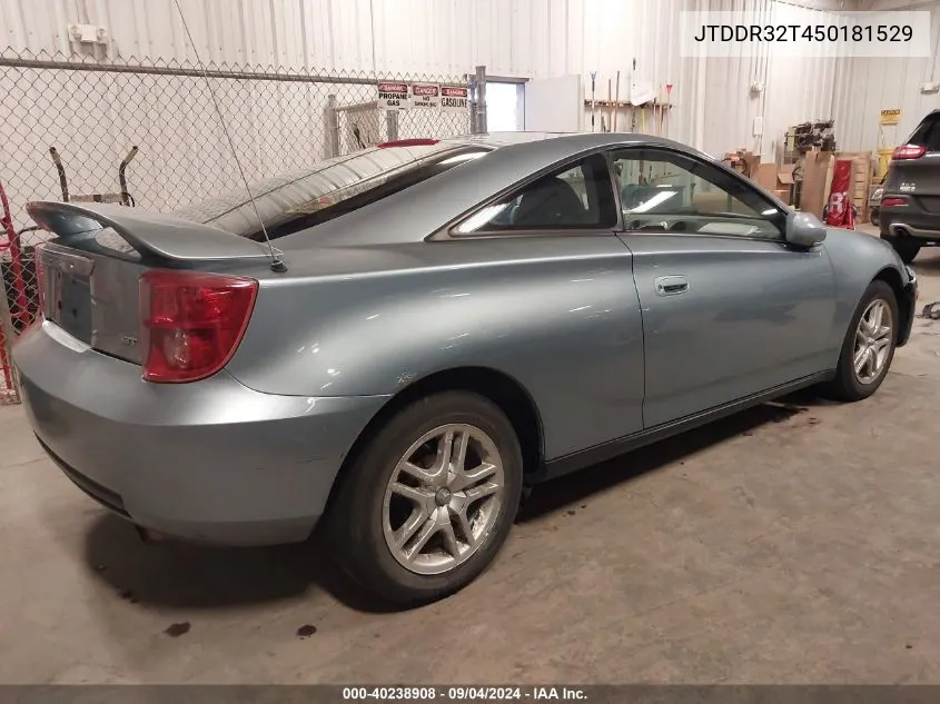 2005 Toyota Celica Gt VIN: JTDDR32T450181529 Lot: 40238908