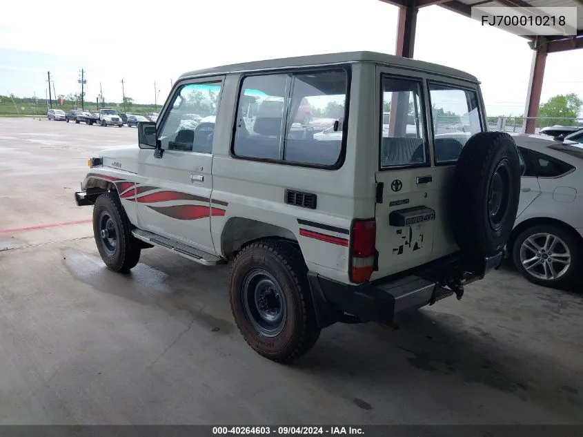 1989 Toyota Fj Cruiser VIN: FJ700010218 Lot: 40264603