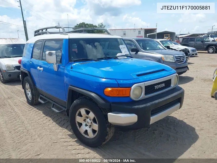 2007 Toyota Fj Cruiser VIN: JTEZU11F170005881 Lot: 40150822