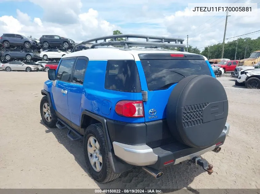 2007 Toyota Fj Cruiser VIN: JTEZU11F170005881 Lot: 40150822