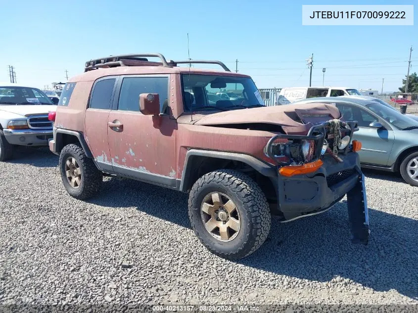 2007 Toyota Fj Cruiser VIN: JTEBU11F070099222 Lot: 40213157