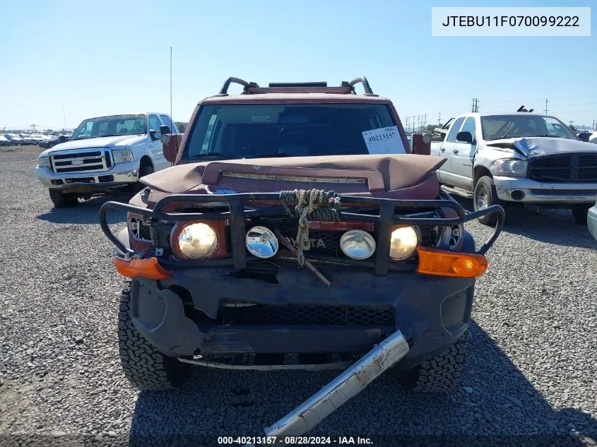 2007 Toyota Fj Cruiser VIN: JTEBU11F070099222 Lot: 40213157