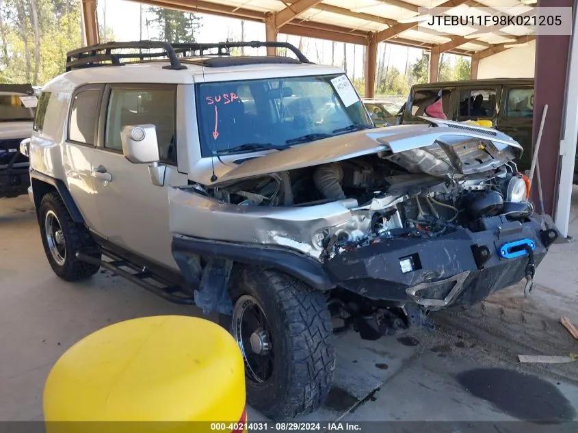 2008 Toyota Fj Cruiser VIN: JTEBU11F98K021205 Lot: 40214031