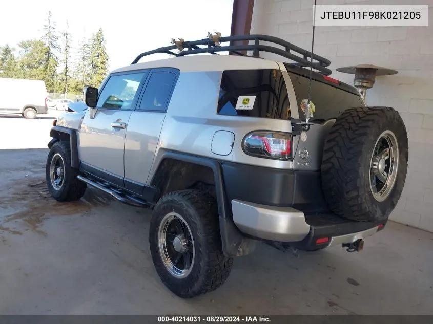 2008 Toyota Fj Cruiser VIN: JTEBU11F98K021205 Lot: 40214031