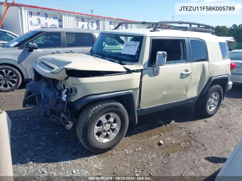 2008 Toyota Fj Cruiser VIN: JTEZU11F58K005789 Lot: 40367379