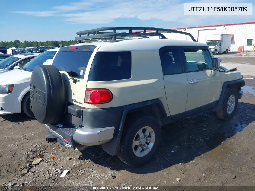 2008 Toyota Fj Cruiser VIN: JTEZU11F58K005789 Lot: 40367379