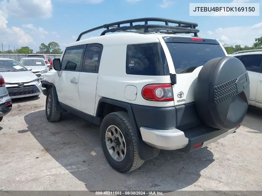 2013 Toyota Fj Cruiser VIN: JTEBU4BF1DK169150 Lot: 40211503