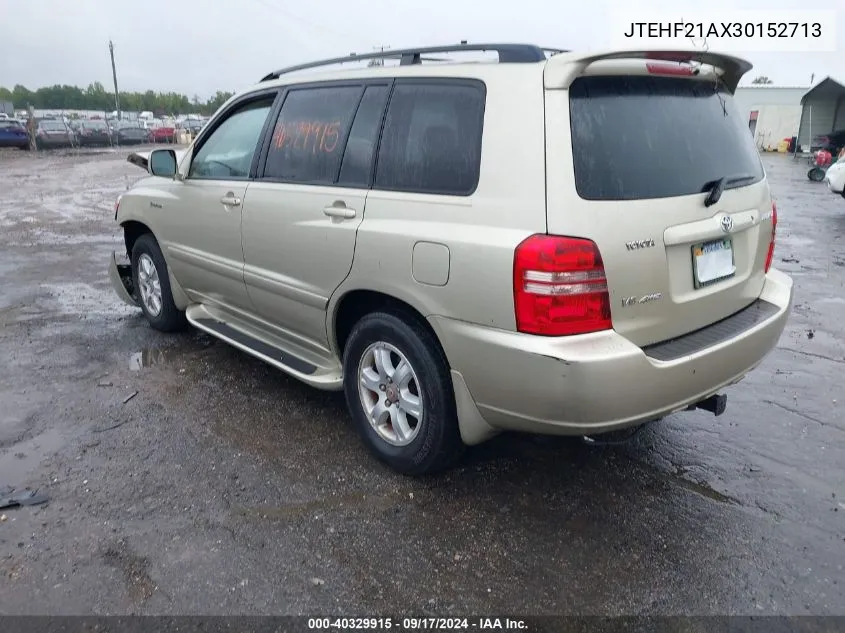 2003 Toyota Highlander Limited V6 VIN: JTEHF21AX30152713 Lot: 40329915