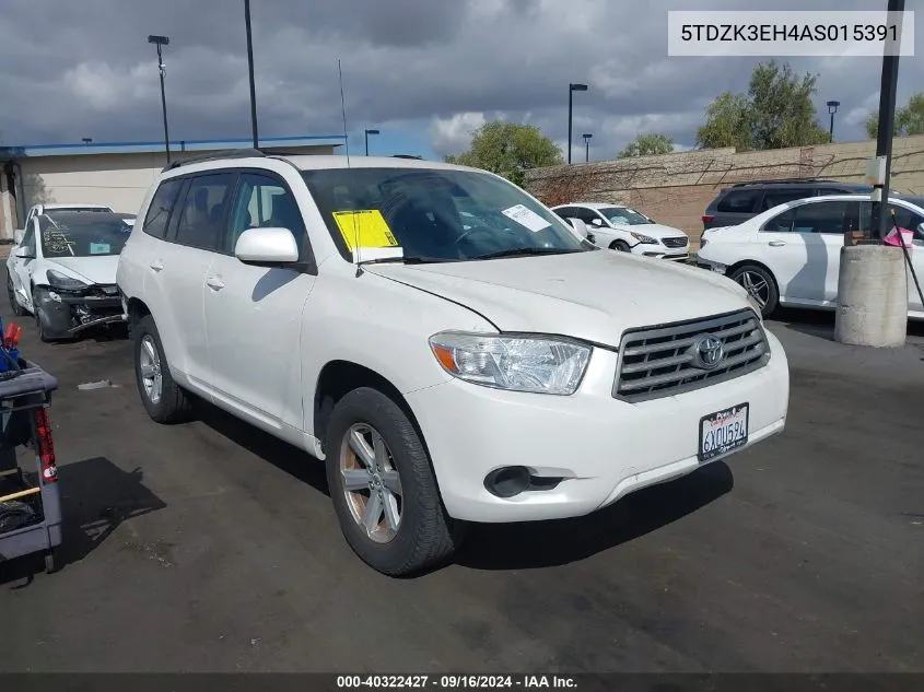 5TDZK3EH4AS015391 2010 Toyota Highlander Base V6