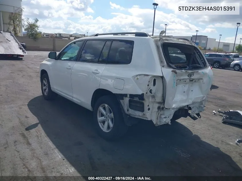 2010 Toyota Highlander Base V6 VIN: 5TDZK3EH4AS015391 Lot: 40322427