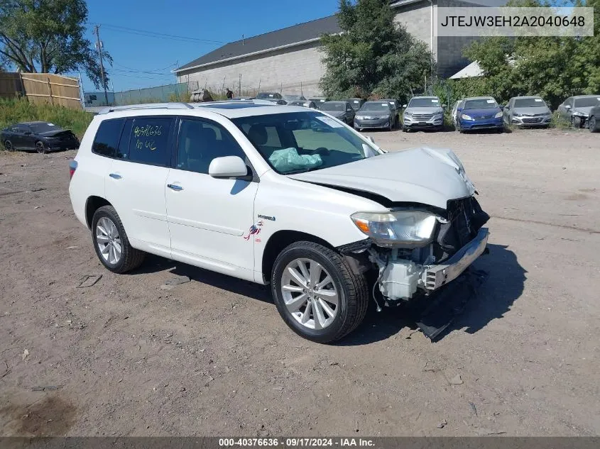 JTEJW3EH2A2040648 2010 Toyota Highlander Hybrid Limited V6