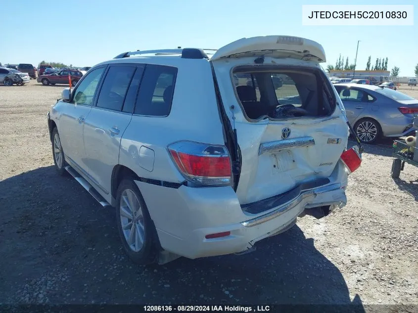 2012 Toyota Highlander Hybrid Limited VIN: JTEDC3EH5C2010830 Lot: 12086136