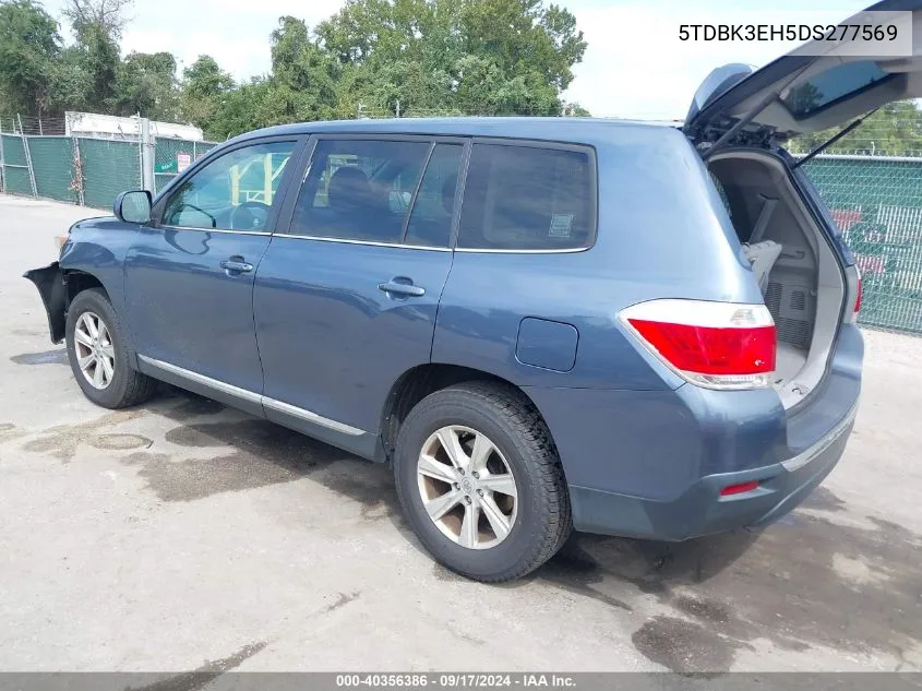 2013 Toyota Highlander Base V6 VIN: 5TDBK3EH5DS277569 Lot: 40356386