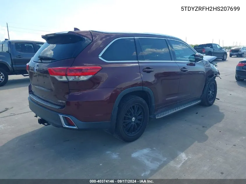 2017 Toyota Highlander Limited VIN: 5TDYZRFH2HS207699 Lot: 40374146