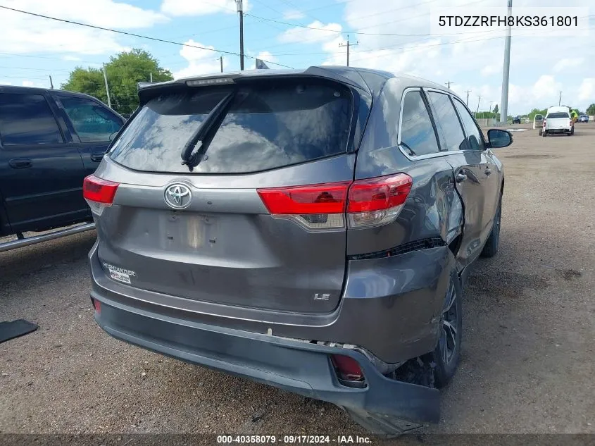 5TDZZRFH8KS361801 2019 Toyota Highlander Le Plus