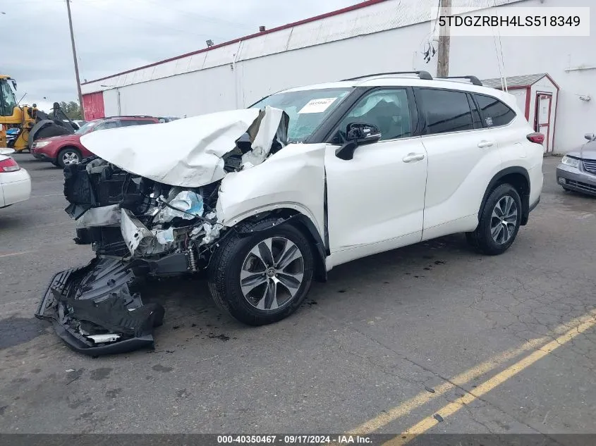 2020 Toyota Highlander Xle VIN: 5TDGZRBH4LS518349 Lot: 40350467