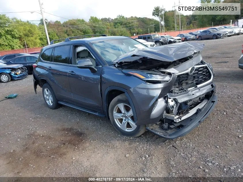 5TDBZRBH3MS549751 2021 Toyota Highlander Le