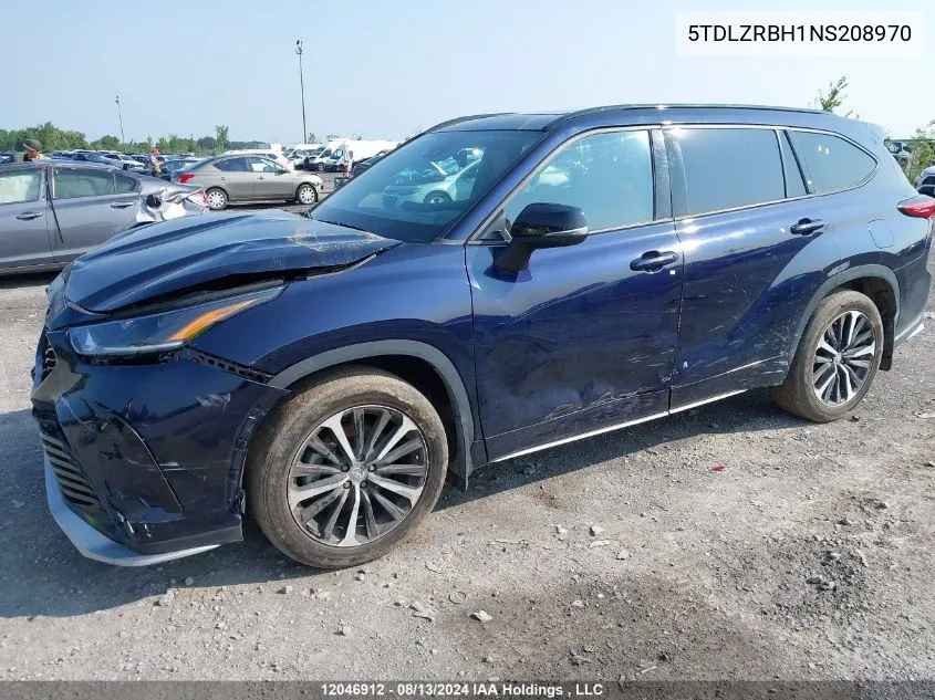 2022 Toyota Highlander Xse VIN: 5TDLZRBH1NS208970 Lot: 12046912