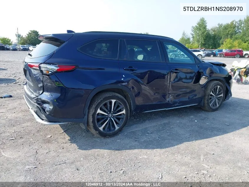 2022 Toyota Highlander Xse VIN: 5TDLZRBH1NS208970 Lot: 12046912