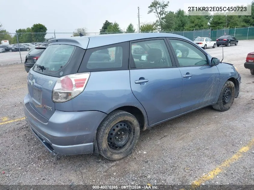 2005 Toyota Matrix Xr VIN: 2T1KR32E05C450723 Lot: 40370385