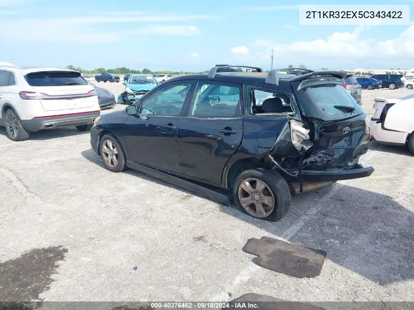 2005 Toyota Matrix Xr VIN: 2T1KR32EX5C343422 Lot: 40376462