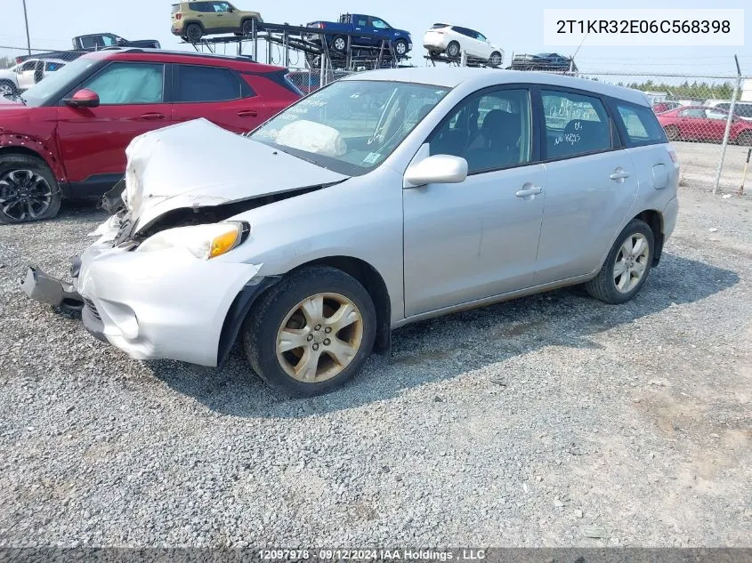 2006 Toyota Corolla Matrix Xr VIN: 2T1KR32E06C568398 Lot: 12097978